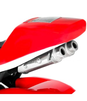 Minimoto 49cc Compatto Motors- Colore Rosso - Dettaglio Doppio Terminale di Scarico.