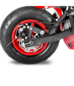 Minimoto 49cc Compatto Motors- Colore Rosso - Dettaglio Freno a Disco Posteriore