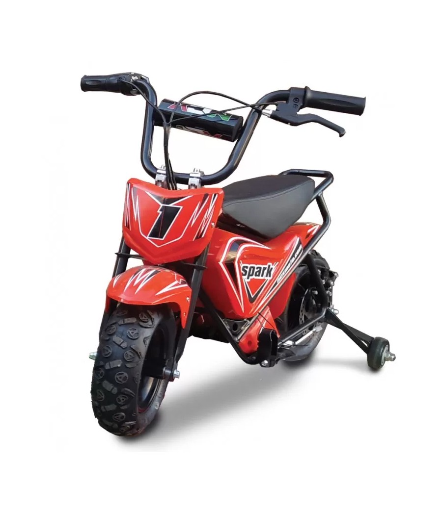 Moto elettrica bambino Spark 250W R7 - Colore Rosso - Vista Frontale Sinistra