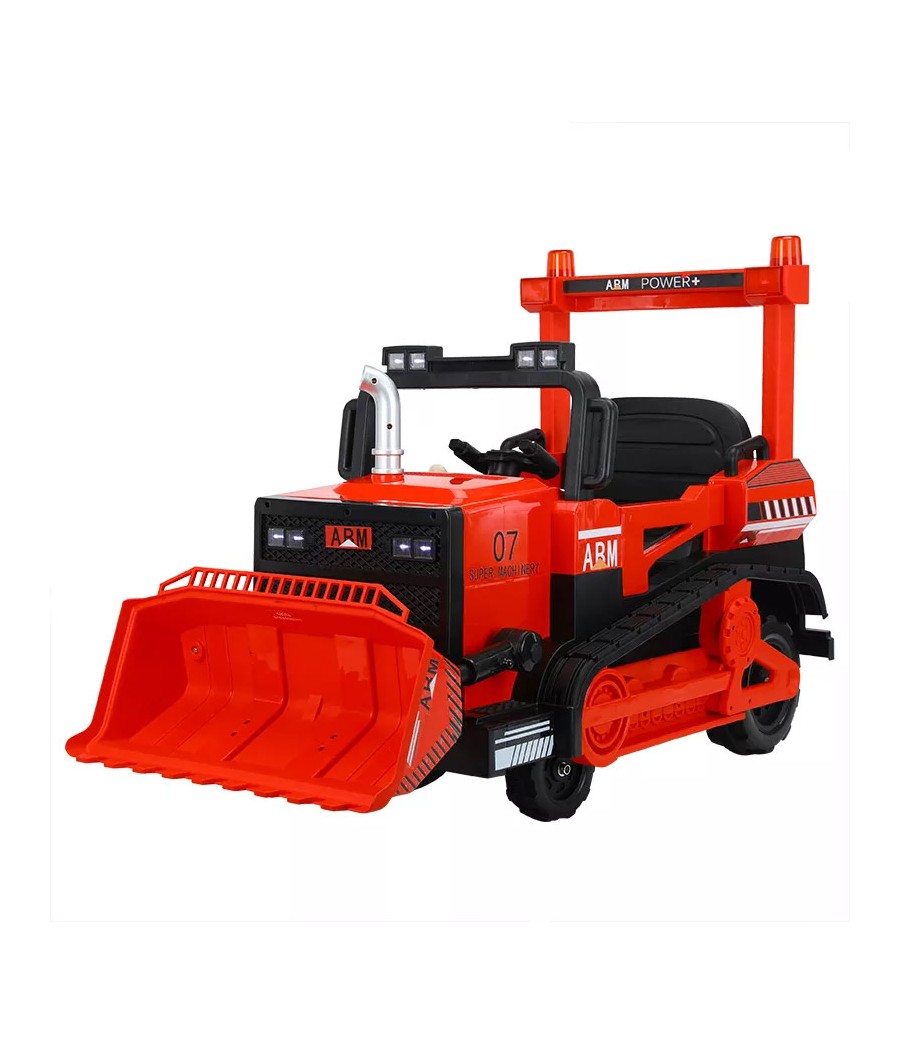 Bulldozer Escavatore Elettrico - Colore Rosso - Vista Frontale Sinistra