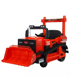 Bulldozer Escavatore Elettrico - Colore Rosso - Vista Frontale Sinistra