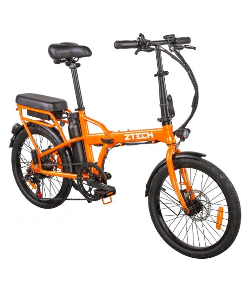 Bici Elettrica Ztech ZT-12 Camp 250W - Colore Arancione - Vista Frontale Destra