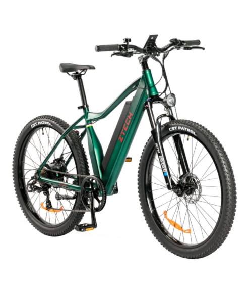 Bici Elettrica Ztech ZT-87 250W Ruote 27.5 - Colore Verde - Vista Frontale Destra