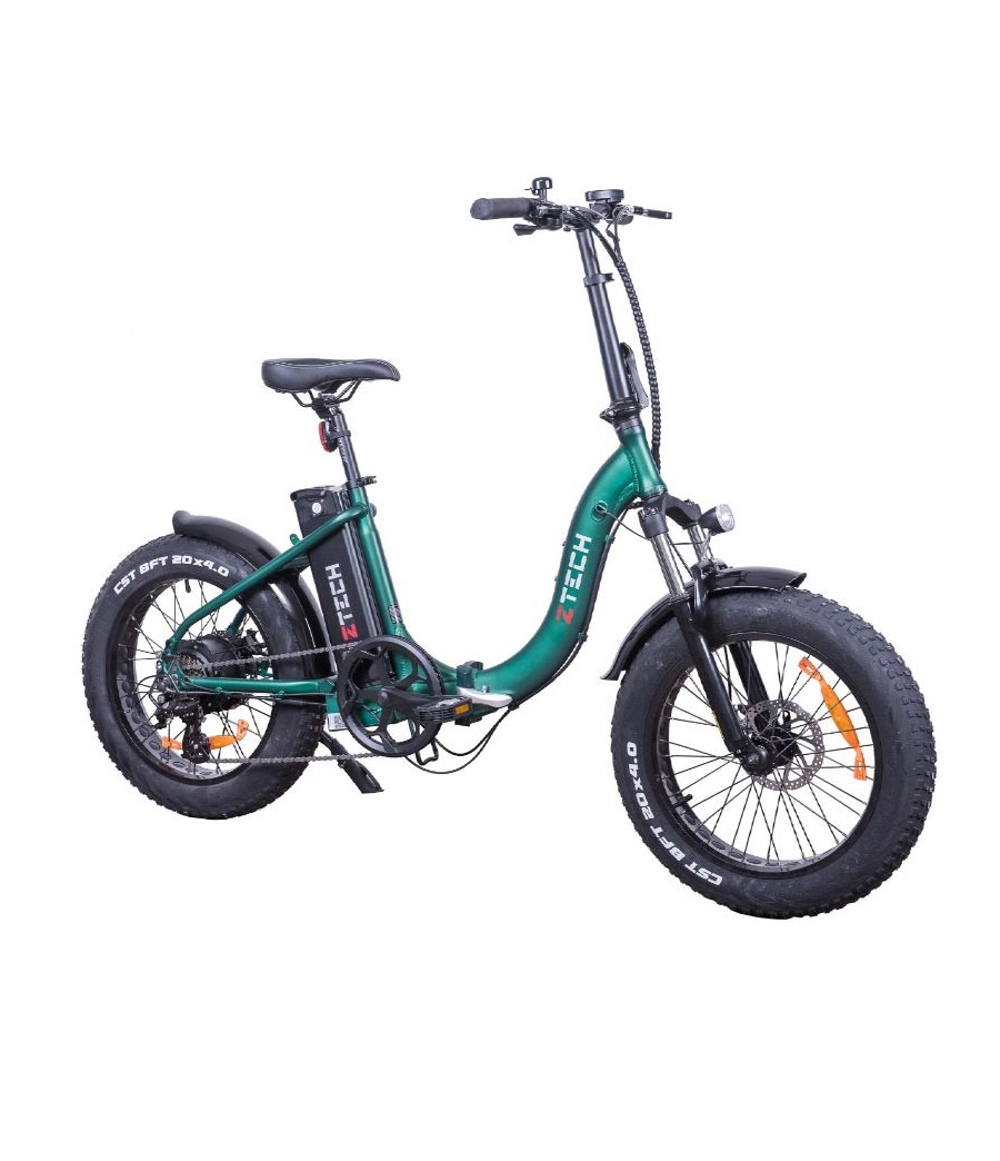 Bici Elettrica ZTech ZT-89B Etna Fatbike 500W - Colore Verde - Vista Frontale Destra