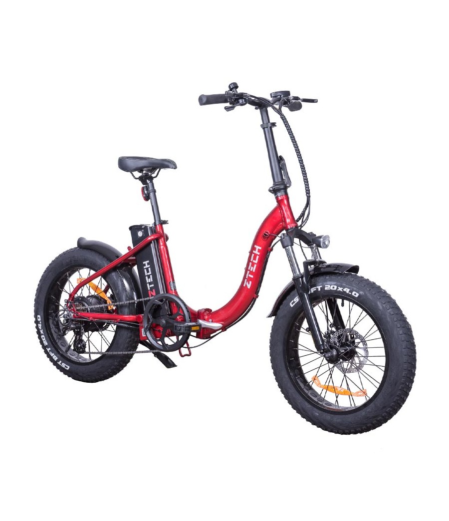 Bici Elettrica Pieghevole ZTech ZT-89W Fatbike - Colore Rosso - Vista Frontale Destra