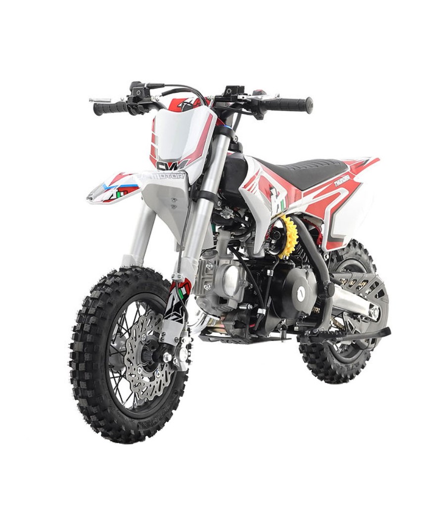 Mini Cross Apollo Thunder 70cc 4Tempi ruota 10/10 - Colore Rosso - Vista Frontale Sinistra