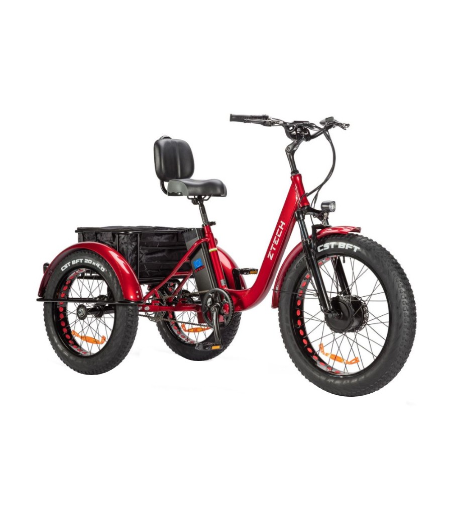 Bici Elettrica Ztech ZT-80A Mini Trailer 250W - Colore Rosso - Vista Frontale Destra