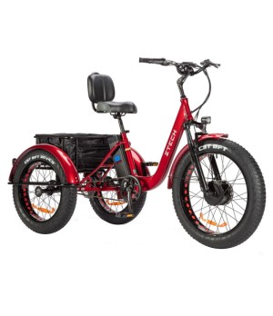 Bici Elettrica Ztech ZT-80A Mini Trailer 250W - Colore Rosso - Vista Frontale Destra