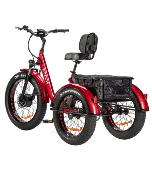 Bici Elettrica Ztech ZT-80A Mini Trailer 250W - Colore Rosso - Vista Posteriore Sinistra
