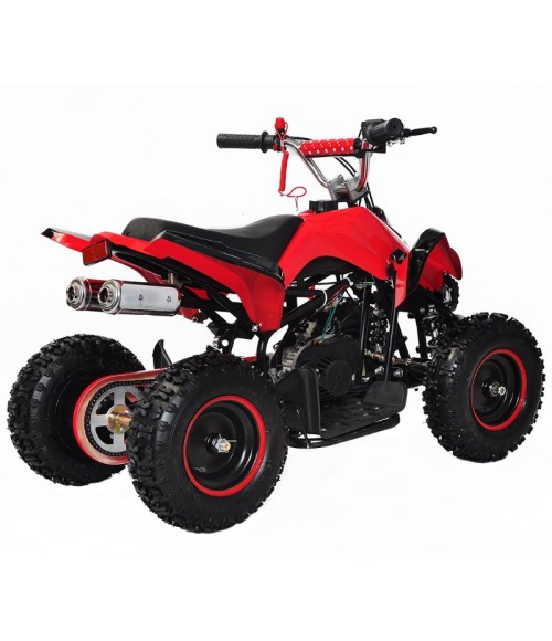 Mini Quad Raptor M6 49cc 2 tempi ruote 4" - Colore Rosso - Vista Frontale Sinistra