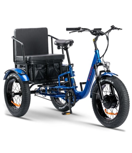Bici Elettrica ZTECH ZT-80C Pass Trike 250W - Colore Blu - Vista Frontale Destra