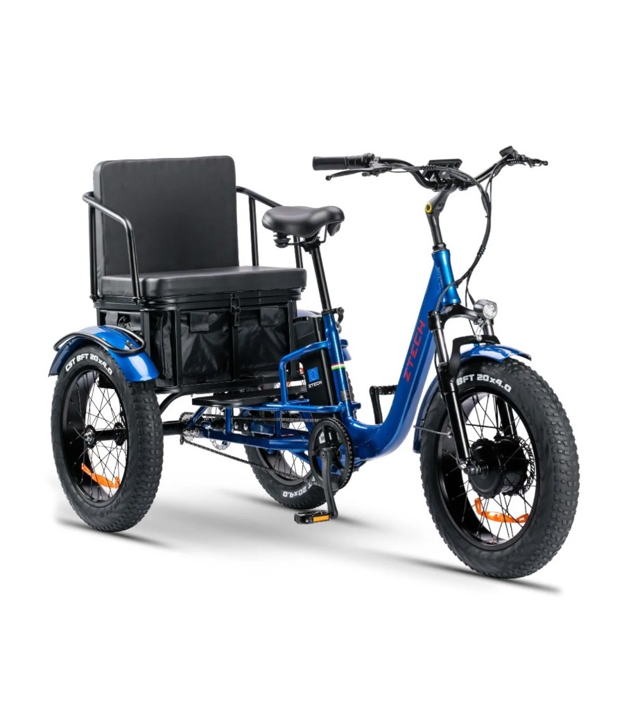Bici Elettrica ZTECH ZT-80C Pass Trike 250W - Colore Blu - Vista Frontale Destra