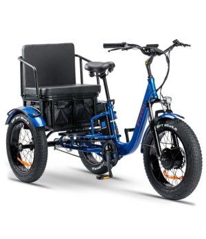 Bici Elettrica ZTECH ZT-80C Pass Trike 250W - Colore Blu - Vista Frontale Destra