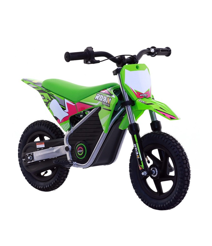 Mini Cross Elettrica Bambino Roan Warrior MX-E250 - Colore Verde - Vista Frontale Destra