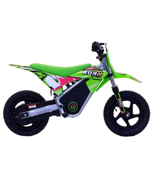 Mini Cross Elettrica Bambino Roan Warrior MX-E250 - Colore Verde - Vista Frontale Destra