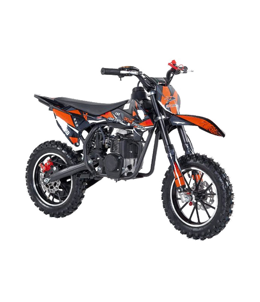 Mini Cross KXD 705B Leopard 50cc R10 - Colore Arancione - Vista Frontale Destra