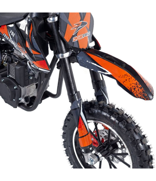 Mini Cross KXD 705B Leopard 50cc R10 - Colore Arancione - Vista Frontale Destra