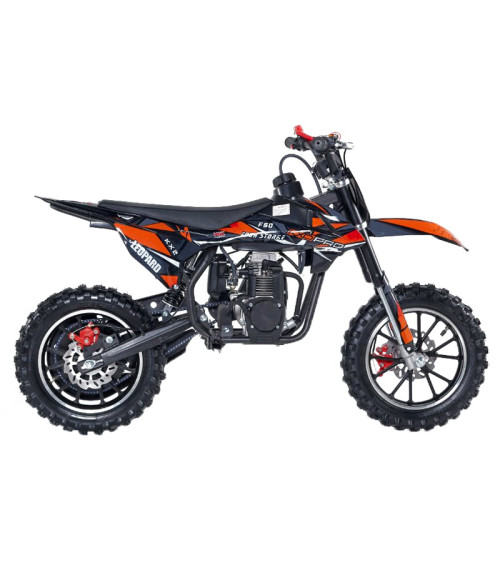 Mini Cross KXD 705B Leopard 50cc R10 - Colore Arancione - Vista Frontale Destra