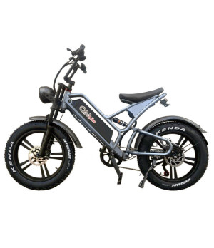 Fat Bike Elettrica OmBike 500W 48V 20h - Colore Grigio - Vista Laterale Sinistra
