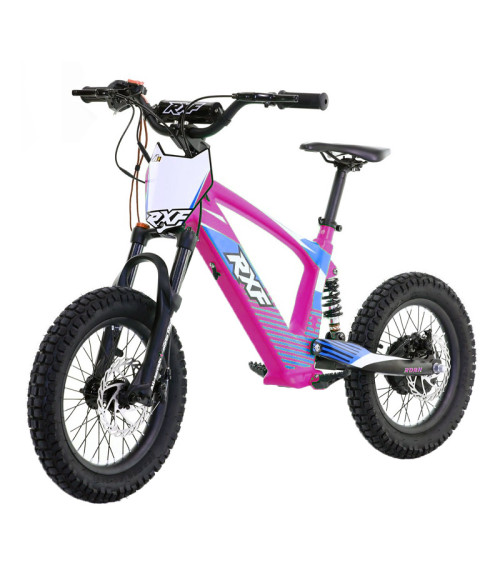 Bici Elettrica RXF EVO 500W 16" - Colore Rosa - Vista Frontale Destra