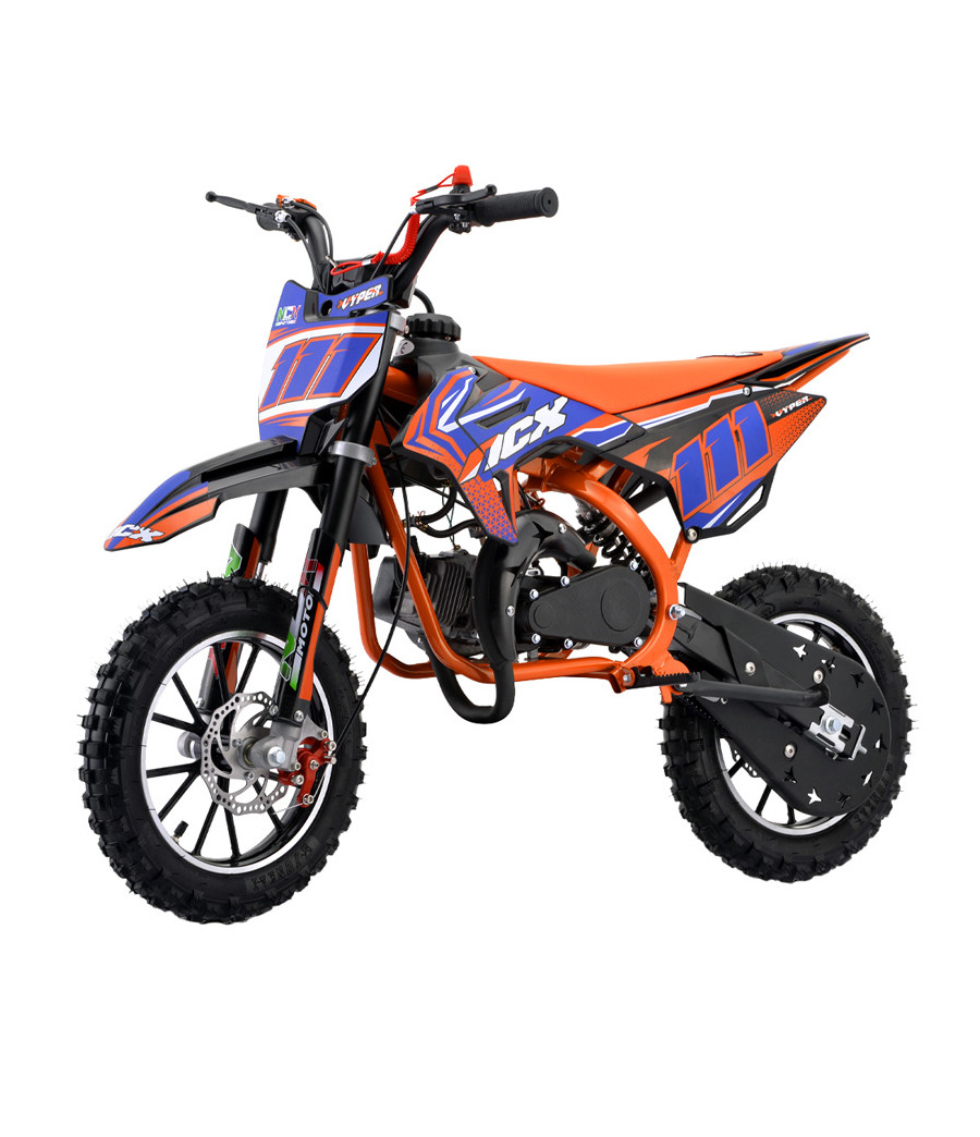Mini Cross NCX Vyper Pro Race 50cc R10/10 - Colore Arancio/Blu - Vista Frontale Sinistra