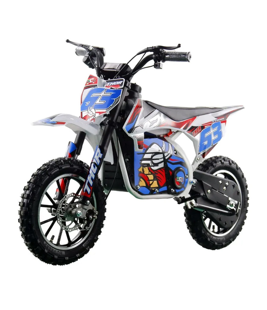 Mini Cross Elettrica NCX Thor Basic 1000W 36V - Colore Bianco/Rosso -Vista Frontale Sinistra