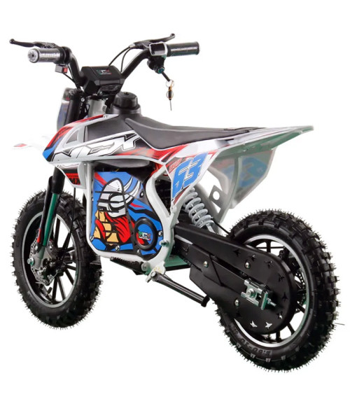 Mini Cross Elettrica NCX Thor Basic 1000W 36V - Colore Bianco/Rosso -Vista Frontale Sinistra