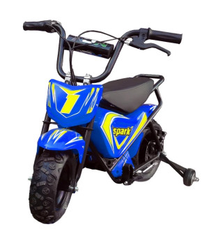 Mini Moto Elettrica Bambino Spark 250W R7 - Colore Blu - Vista Frontale Sinistra