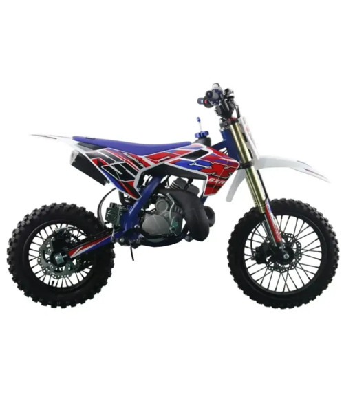 Mini Cross NCX SXR 50cc R14/12 Doppia Marmitta - Colore Bianco/Rosso - Vista Frontale Sinistra