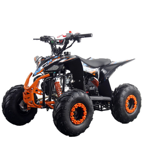 Quad NCX Furious 125cc R6 Reverse - Colore Nero/Arancio - Vista Frontale Sinistra