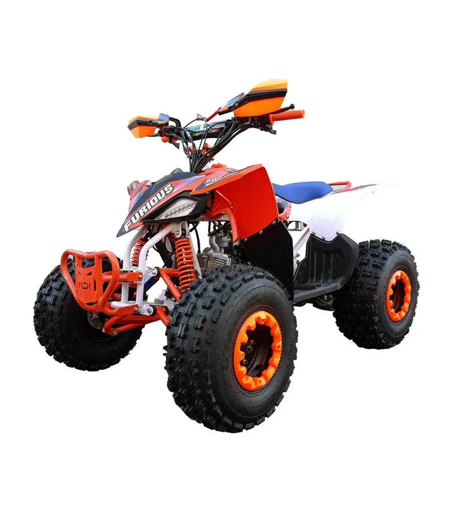 Quad NCX Furious Slim FT 125cc R8 - Colore Bianco/Arancio - Vista Frontale Sinistra