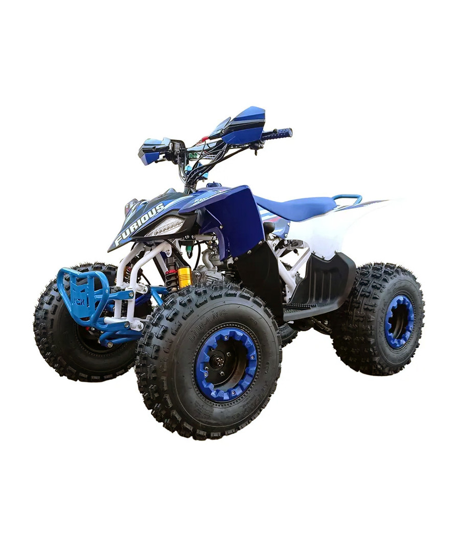 Quad NCX Furious Slim FD 125cc R8 - Colore Bianco/Blu - Vista Frontale Sinistra