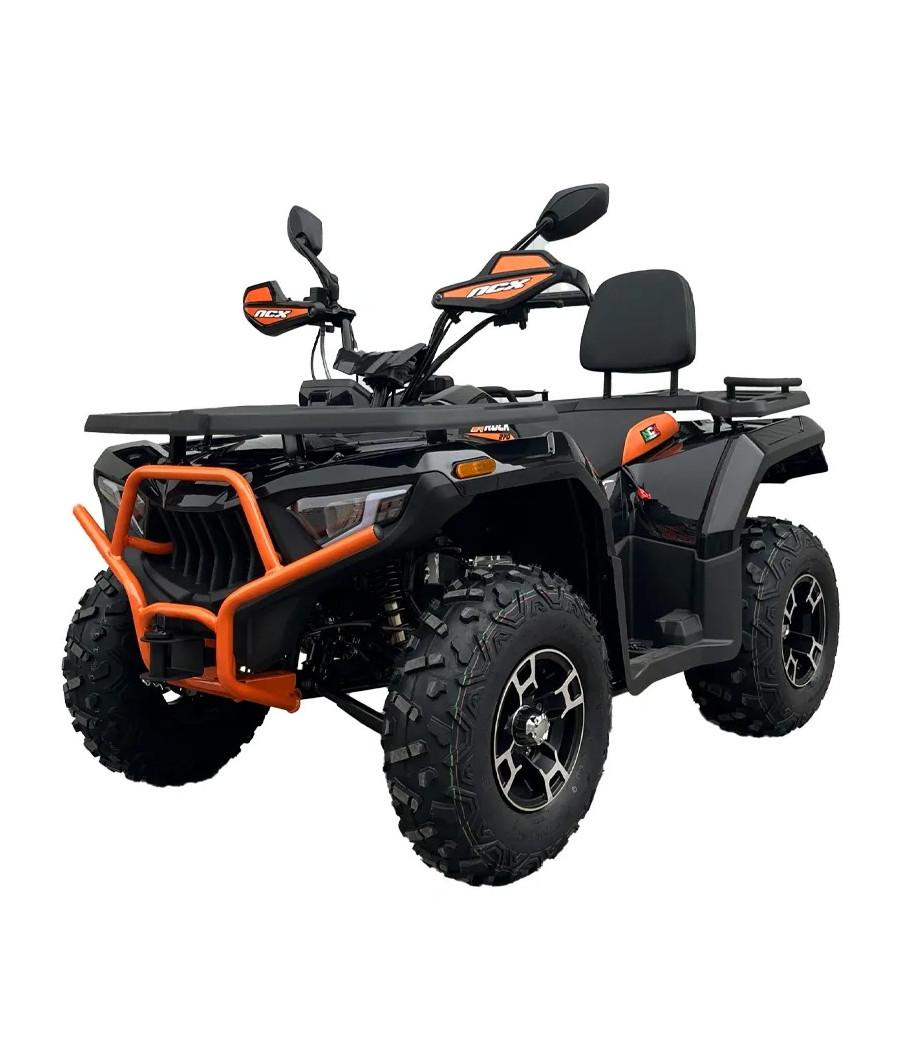 Quad NCX X-ROCK 270 R10 Omologato T3B - Colore Nero/Arancio - Vista Frontale Sinistra