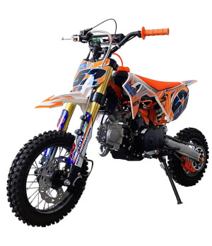 Pit Bike NCX CRX 125cc 12/10 4M Semiautomatico Gold - Colore Bianco/Arancio - Vista Frontale Sinistra