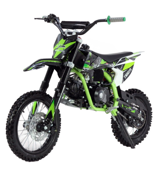 Pit Bike KXD 707C ZMX ruota 14/12 - Colore Verde - Vista Frontale Sinistra