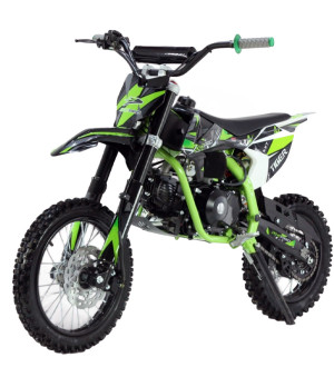 Pit Bike KXD 707C ZMX ruota 14/12 - Colore Verde - Vista Frontale Sinistra