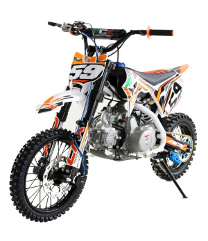 Pit Bike NCX CRX 125cc 14/12 Automatica Gold - Colore Bianco/Arancio - Vista Frontale Sinistra