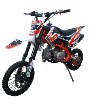Pit Bike NCX New Vyper 125 14/12 4 Marce Telaio 17" - Colore Bianco/Arancio - Vista Frontale Sinistra