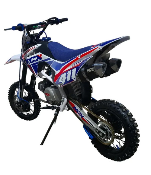 Pit Bike NCX New Vyper 125 14/12 4 Marce Telaio 17" - Colore Bianco/Blu - Vista Frontale Sinistra