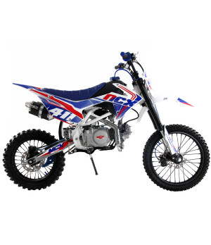 Pit Bike NCX New Vyper 125 17/14 4 Marce Doppio Scarico - Colore Bianco/Blu - Vista Laterale Destra