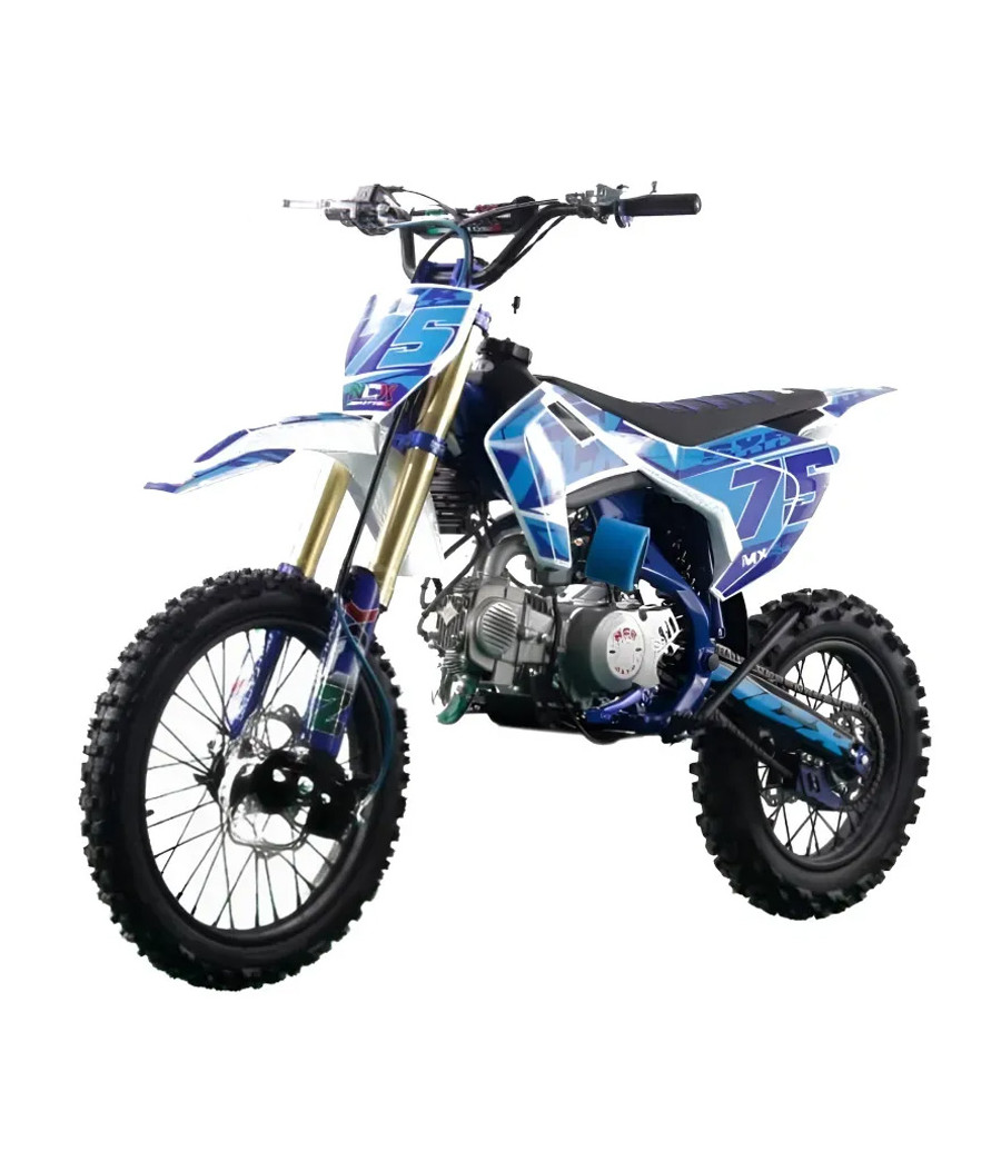 Pit Bike NCX SXR Evolution 140cc 17/14 - Colore Bianco/Celeste  - Vista Frontale Sinistra