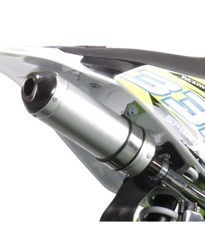 Pit Bike NCX SXR Z-PRO 125cc 14/12 4 Marce SemiAuto - Dettaglio Terminale in Alluminio Silver Sport