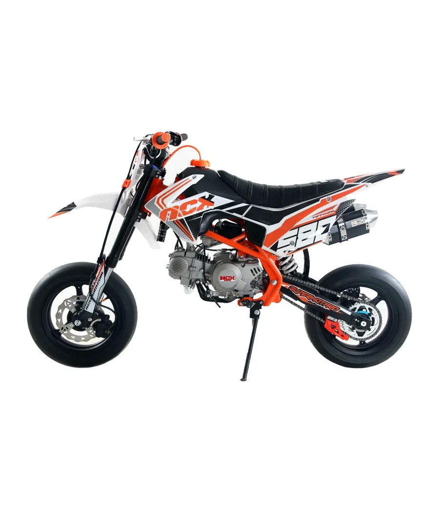 Pit Bike NCX Vyper 140 12/12 Supermotard - Colore Bianco/Arancio - Vista Laterale Sinistra