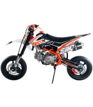 Pit Bike NCX Vyper 140 12/12 Supermotard - Colore Bianco/Arancio - Vista Laterale Sinistra