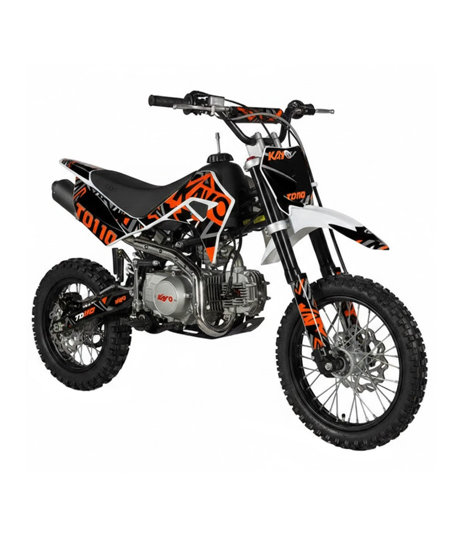 Pit Bike Kayo 110cc Auto 14/12 TSD 110 - Colore Arancione - Vista Frontale Destra