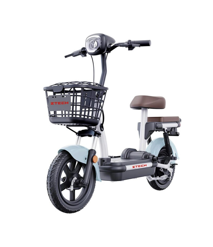 Bici Elettrica Scooter Z-Tech Casper ZT-06 E 48V 12Ah 250W - Colore Celeste - Vista Frontale Sinistra