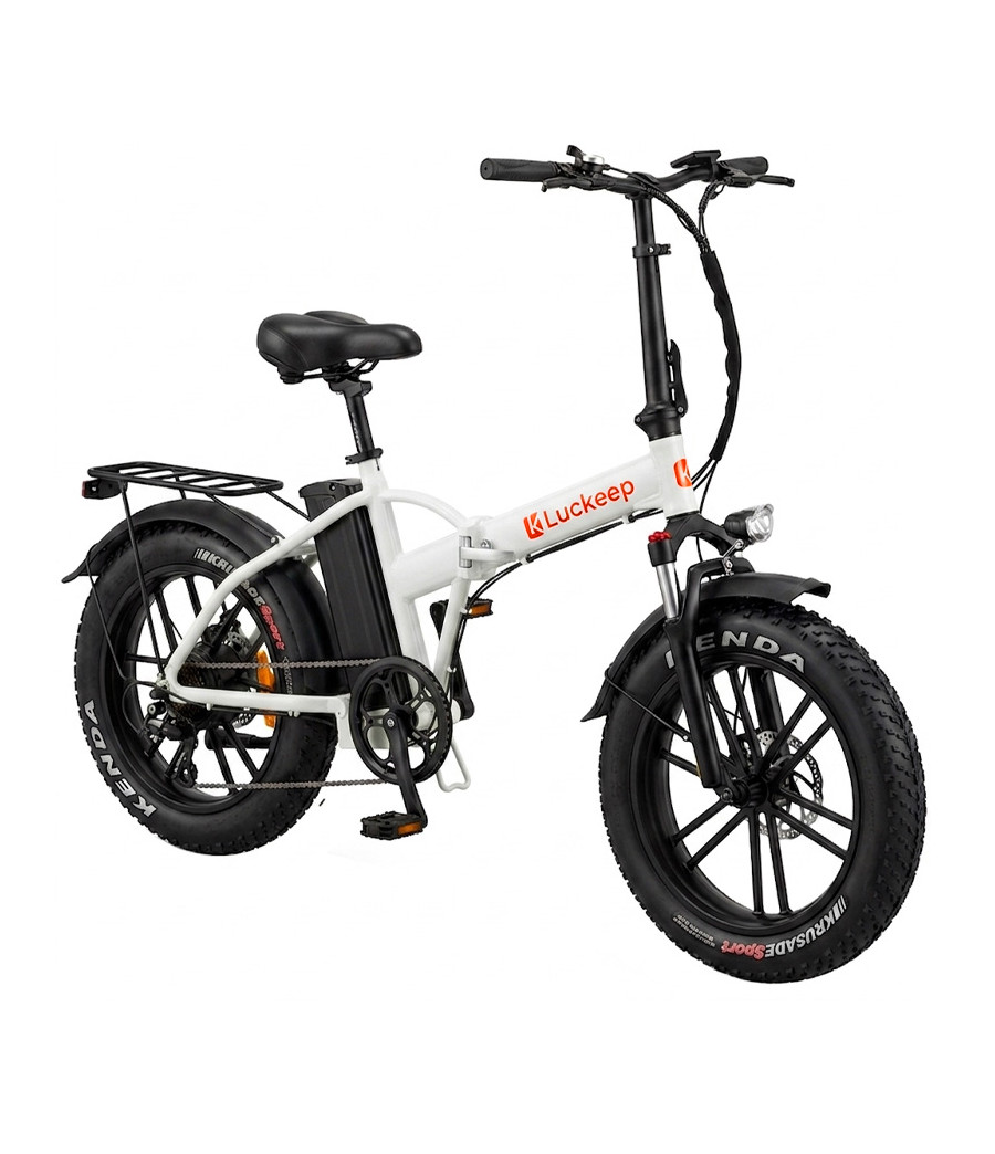 Bici Fatbike Elettrica Pieghevole Luckeep 250W 36V - Colore Bianco - Vista Frontale Destra
