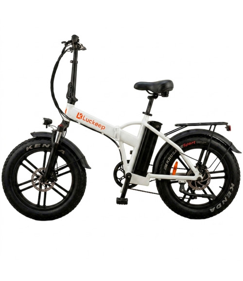 Bici Fatbike Elettrica Pieghevole Luckeep 250W 36V - Colore Bianco - Vista Frontale Destra