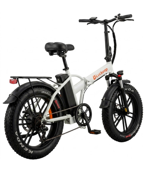 Bici Fatbike Elettrica Pieghevole Luckeep 250W 36V - Colore Bianco - Vista Frontale Destra
