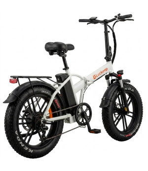 Bici Fatbike Elettrica Pieghevole Luckeep 250W 36V - Colore Bianco - Vista Posteriore Destra